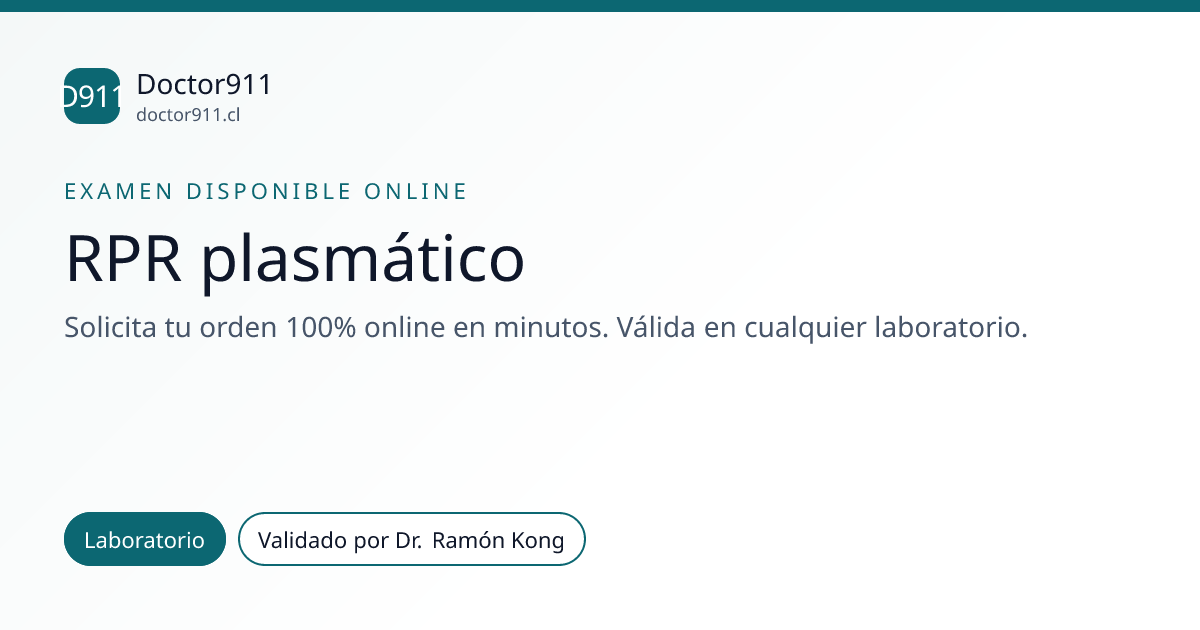 RPR plasmático: solicita tu orden online | Doctor911